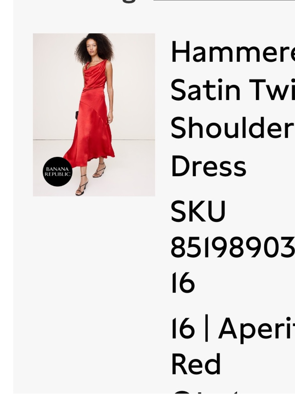 Banana Republic Aperitivo Red One-Shoulder Hammered Satin Dress